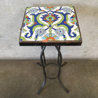 Single Tile Table Wrought Iron GMB Tile 1930s