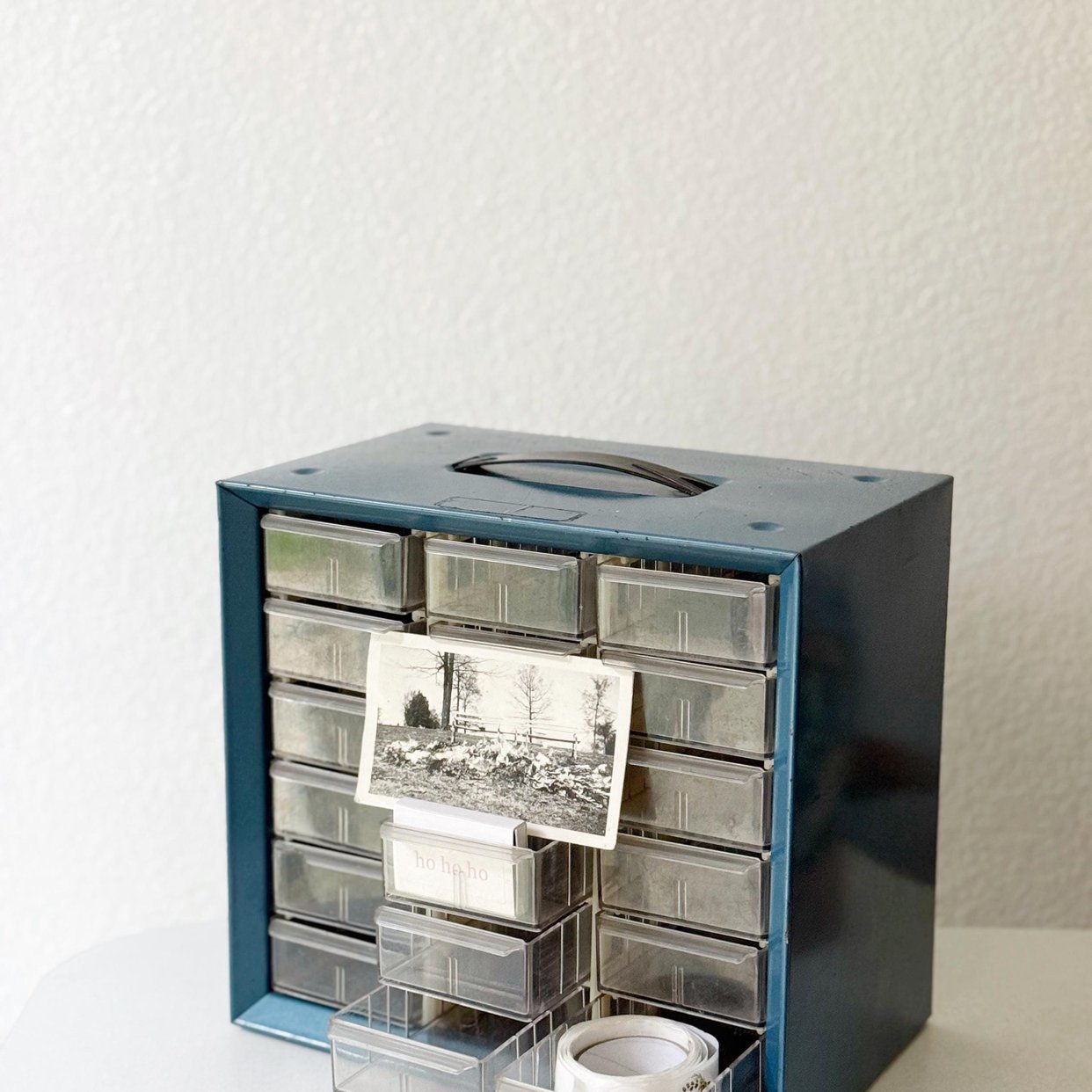 retro blue metal office file caddy storage box | Simplychi Vintage ...
