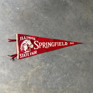 Vintage 1947 Illinois State Fair Springfield Souvenir Pennant 