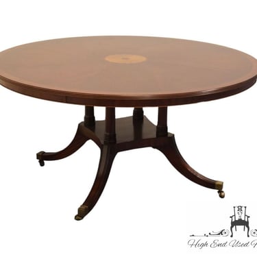 BEVAN FUNNELL Classical Traditional English Mahogany 60" Round Pedestal Dining / Game Table w. Inlay - Made in England 