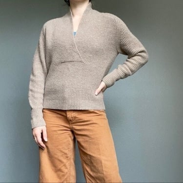 Crippen Tan Merino Wool And Cashmere Blend Soft Lightweight V Neck Sweater Sz S 