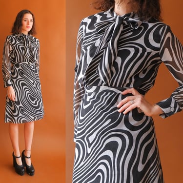 Vintage 60s Op Art Black White Shift Dress/ 1960 | Bottle of Bread -  Baltimore, MD | ATTIC
