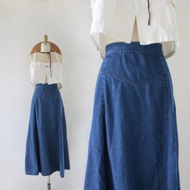 denim maxi skirt - m/l - vintage 90s y2k blue jean long a line simple casual size medium large western minimal skirt 