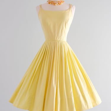 Adorable 1950's Lemony Yellow Cotton Sundress / Sz SM