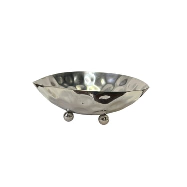 Artistic Hand Punch Marks Stainless Steel Display Oval Bowl Plate Tw005E 