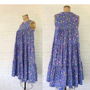 1980's Violet Floral Tiered Dress 