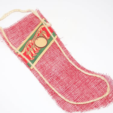 Antique 1950's Christmas Mesh Stocking, Merry Christmas Banner with Toy Soldiers, Vintage Candy Container Ornament 