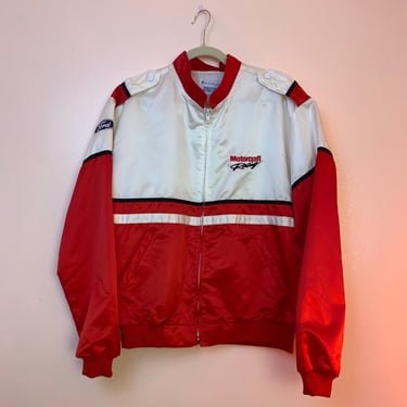 90’s motorcraft racing jacket, satin racing bomber, 90’s nascar jacket 