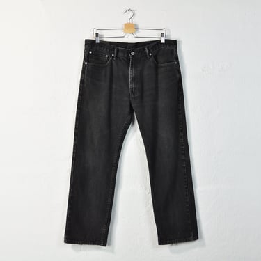 Levi's 505 Jeans, Vintage 90s Black Levi Jeans, High Waist High Rise Straight Leg Boyfriend Jeans, Faded Worn Distressed Unisex Jeans sz 36 