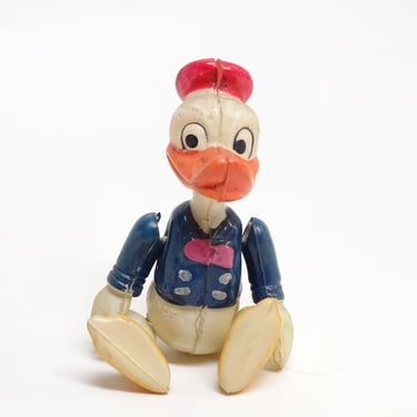 Antique 1940's Celluloid Walt Disney Donald Duck, Vintage Articulated Hand Painted Toy 