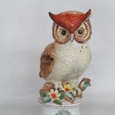 Enesco TAE763 Ceramic Brown and Red Owl Figurine Sculpture 3714B