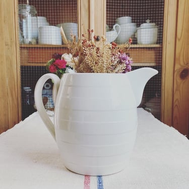 Beautiful vintage Dutch pure white  ironstone pitcher 