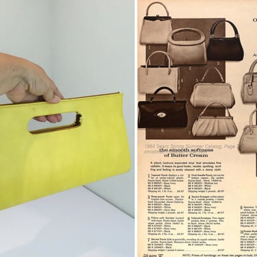 It Was Hers and Hers Alone - Vintage 1960s Canary Yellow Faux Leather Clutch Handbag Purse 