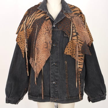 1980s Denim & Suede Patchwork Jacket