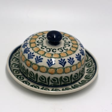 vintage polish pottery covered dish unikat 