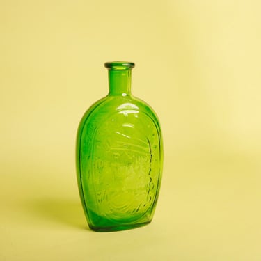 Vintage Big Green Clear Glass Antique Decor Eagle Bottle Vase 