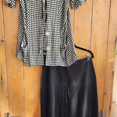 Vintage 60s Maternity Top + Skirt Suit Ensemble Checkered Helene Scott 