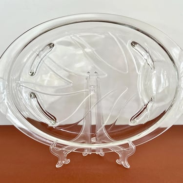 Vintage Oval Meat Platter with Well Originals Clear by Pyrex Footed Clear Glass Platter Serving Tray 