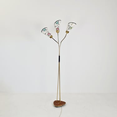 German Modern three flex arms brass floor lamp, 1950s 