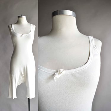 Antique White Cotton Undergarment Onesie / Vintage Comfy Togs Onesie Step In / Soft Cotton Undergarment / Antique White Cotton Onesie 