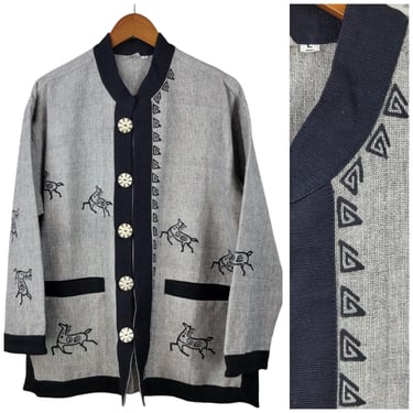 Vintage Jacket Size Large Art To Wear Button Up Tribal Horse Southwest Aztec 