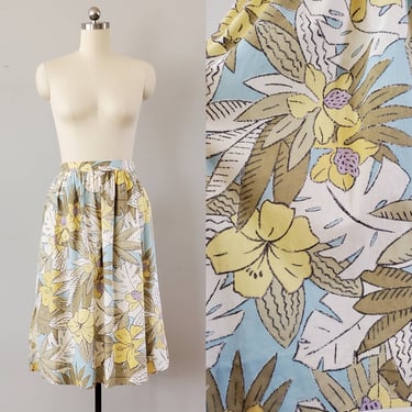 1980s Cotton Floral & Paisley Skirt 80's David Peet Skirt 80s  Women's Vintage Size Medium / Large 