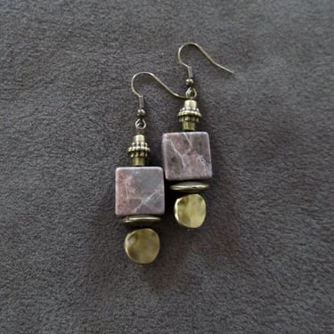 Bohemian stone and bronze earrings 55 