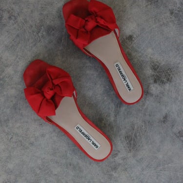 Karl Lagerfeld Suede Bow Slides