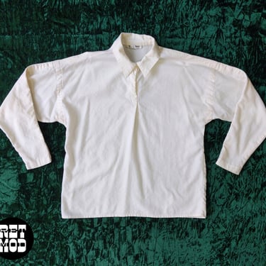 Vintage 80s 90s Natural Cotton Collared Blouse by Alfred Sung 