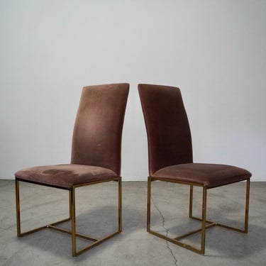 Pair of Design Institute Brass Dining Chairs 