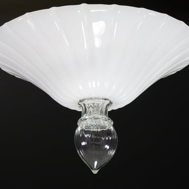 Large Murano glass ceiling lamp diameter 55 cm white color and transparent, Made in Italy ceiling lamp, chandelier design 