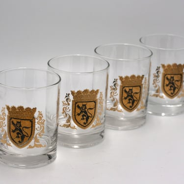 vintage coat of arms cocktail glasses/whiskey glass/set of four 
