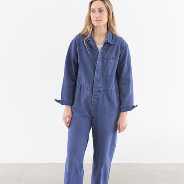 Vintage True Blue Jumpsuit | Unisex Herringbone Twill Cotton Coverall Mechanic Suit Boilersuit Onesie | M | COV30 