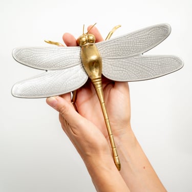 Grey Ceramic and Brass Dragonfly