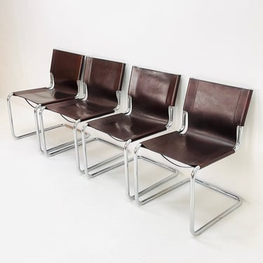 Set of 4 Mid-Century Vintage S33 Chair by Mart Stam & Marcel Breuer for Matteo grassi 1980s Italy 