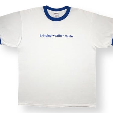 Vintage 90s/00s The Weather Channel “Bringing Weather To Life” Double Sided Promotional Graphic Ringer T-Shirt Size XL 