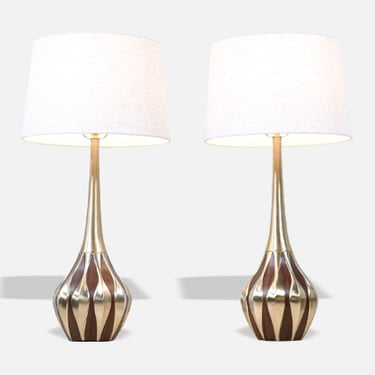 Mid-Century Sculpted Brass Tables Lamp by Laurel