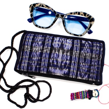Deadstock VINTAGE: 1980s - Native Guatemala Eyeglass Pouch - Native Textile - Sunglasses Holder - Shimmery Fabric Bag - SKU 1-C3-00029756 