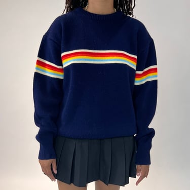 70s 80s Ski Rainbow Sweater