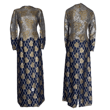 1960's Metallic Lace Pauline Trigere Dress Size S/M