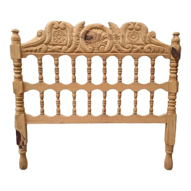 COMING SOON - Vintage Hand Carved Indonesian Spindle Headboard in Natural Unfinished Wood