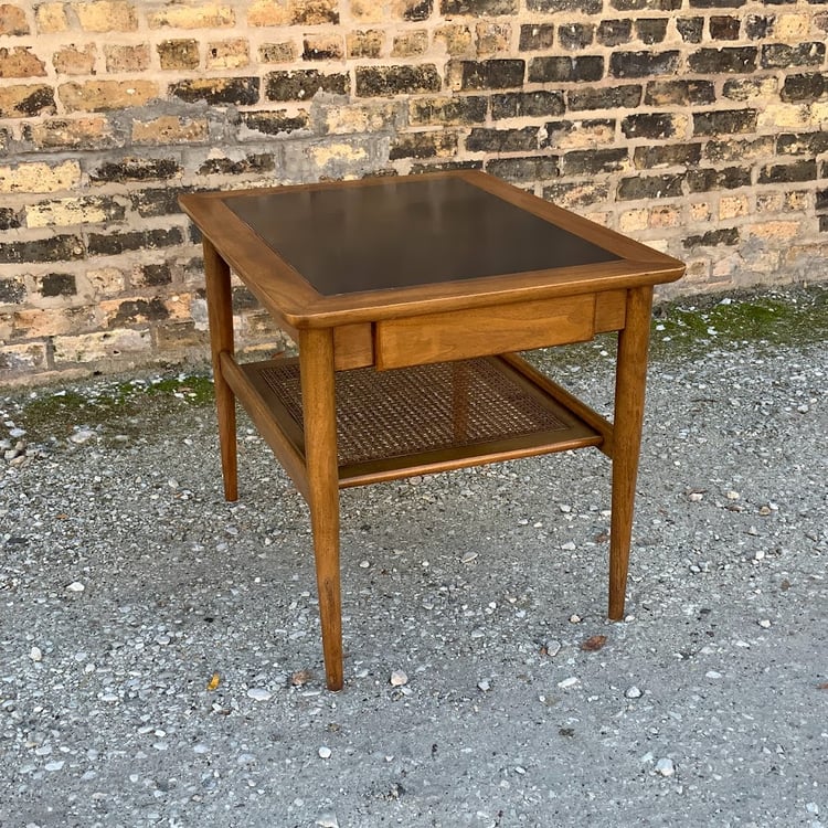 Vintage Occasional Table with Caned Shelf by American of Martinsville