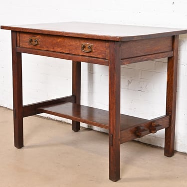 Antique L. &#038; J. G. Stickley Mission Oak Arts &#038; Crafts Writing Desk or Library Table, Circa 1900