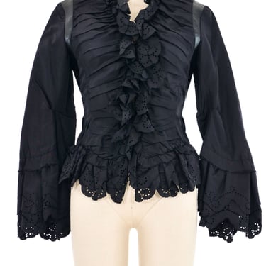 2002 Alexander McQueen Ruffle Trimmed Ruched Front Jacket