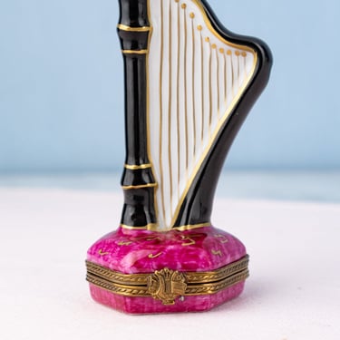 Vintage Limoges Harp Trinket Box