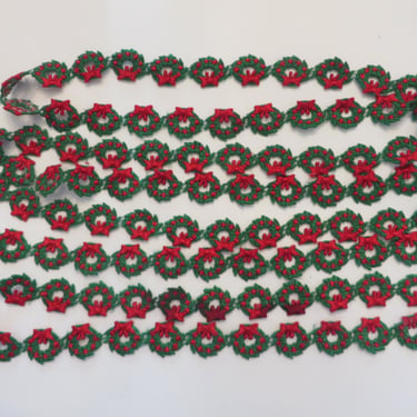 Vintage Christmas Wreath Woven Trim Ribbon - 3 Yards Woven Christmas Wreath Trim 