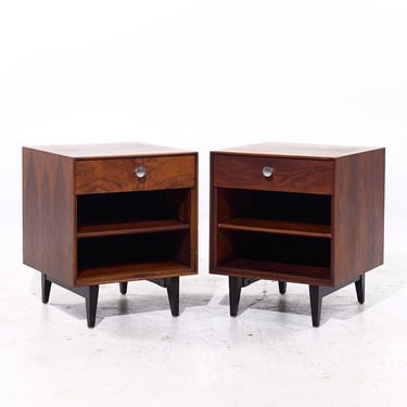 George Nelson for Herman Miller Mid Century Rosewood Thin Edge Nightstands - Pair - mcm 