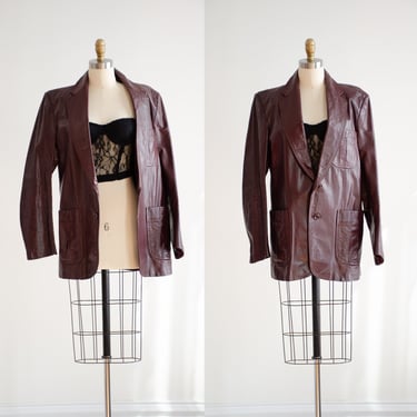 cordovan leather jacket 70s vintage oxblood burgundy dark academia leather blazer 
