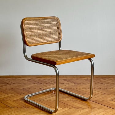 Mid-Century Modern Cesca Chair / Marcel Breuer B32 Italian Cesca / Mesh Seat Dining Chair / Bauhaus / Stol Kamnik 1980s 