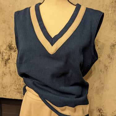 Vintage Navy Skirt Vest Set 